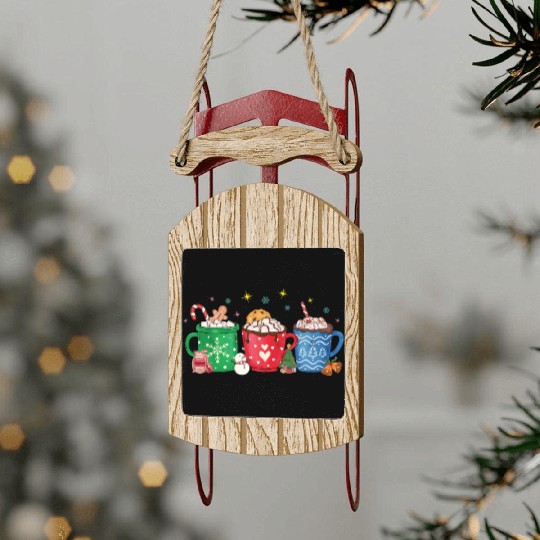Christmas Hot Chocolate Cup Sled Ornaments