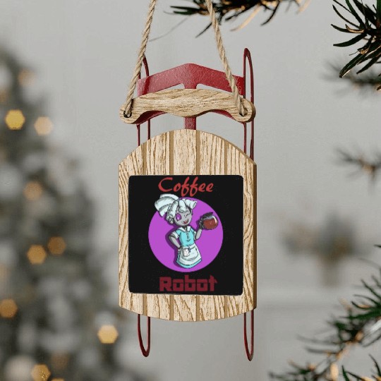 Coffee Robot Sled Ornaments