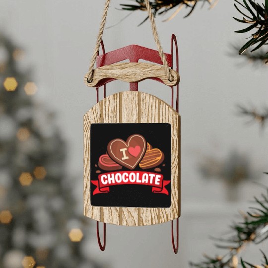 I Love Chocolate Sweets Candy Chocolate Bar Sled Ornaments