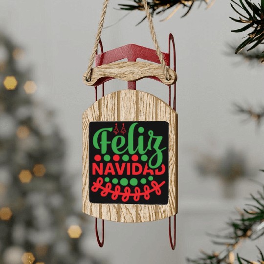 Feliz Navidad Sled Ornaments