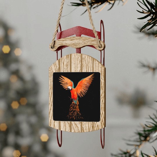 Colourful Macaw Parrots - Modern Bird Design Sled Ornaments