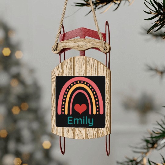 Emily Vintage Boho Rainbow Sled Ornaments