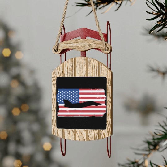 F-14 Tomcat Fighter Jet American Flag F14 Tomcat Sled Ornaments