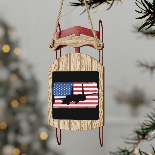 F-15 Eagle Fighter Jet American Flag F15 Eagle Sled Ornaments