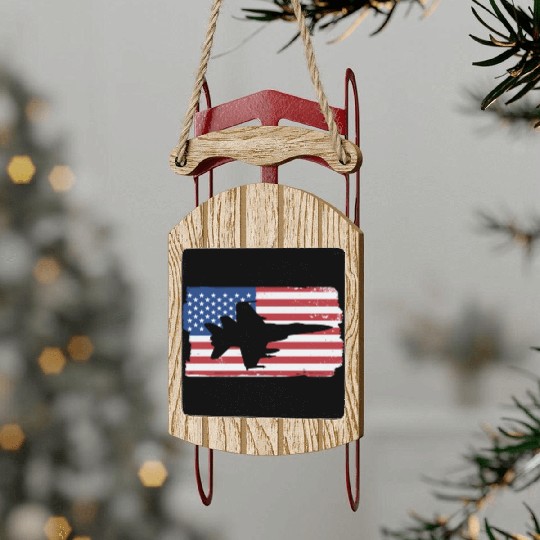 F-18 Hornet Fighter Jet American Flag F18 Hornet Sled Ornaments