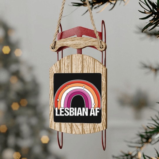 Lesbian AF Gay Girls Pride Flag Rainbow Sled Ornaments