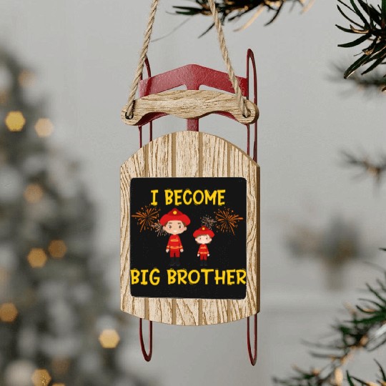 Big brother fire truck fireman Sled Ornaments