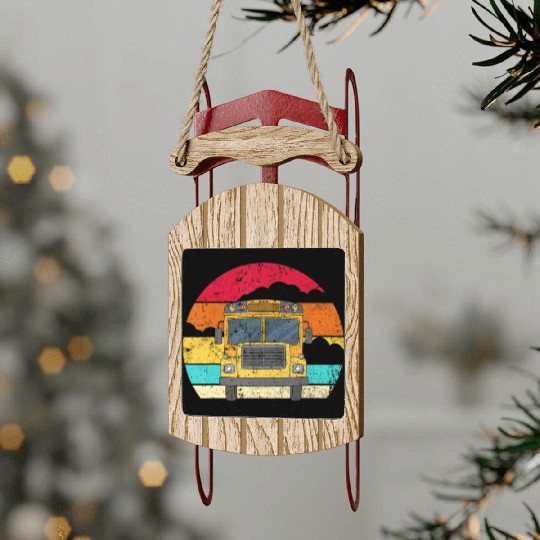 Retro Yellow School Bus for School Bus Driver andj Sled Ornaments