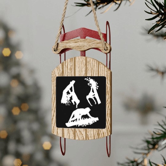 Chimpanzee Orangutan Monkey Flowers Monkeys Sled Ornaments