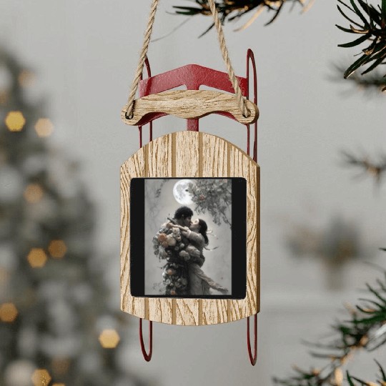 elves love fantastic design flowers and full moon Sled Ornaments