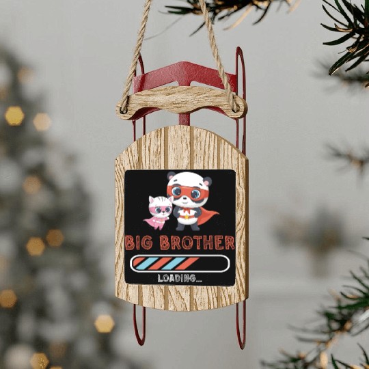 Big brother super hero panda cat 2023 Sled Ornaments