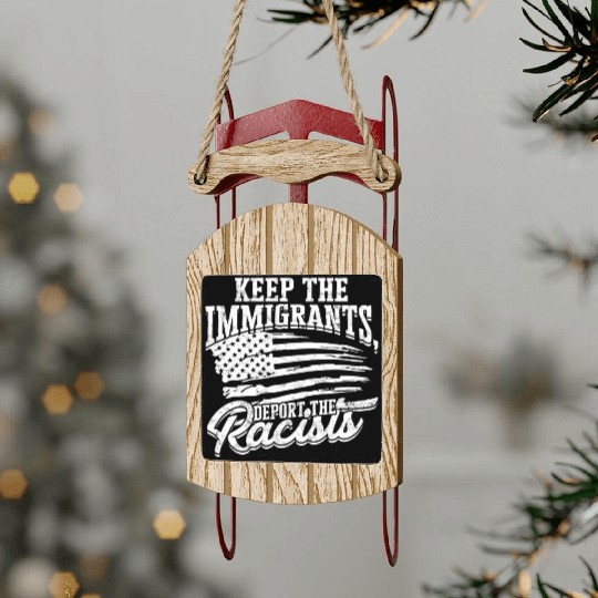 US Immigrant Indigenous USA Immigrants america Sled Ornaments