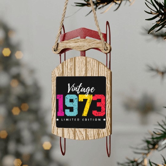 50 Years Vintage 1973 Retro 50th Birthday Sled Ornaments