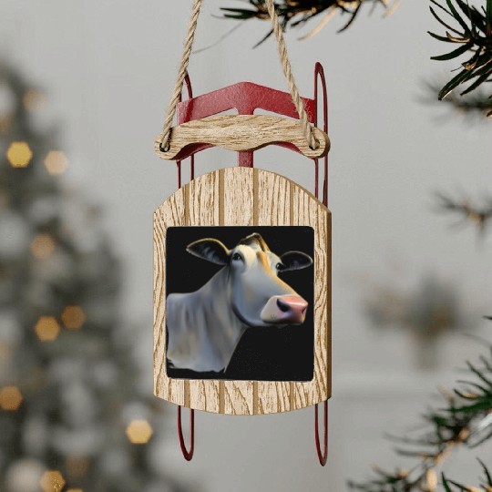 Cow Funny Military Sled Ornaments