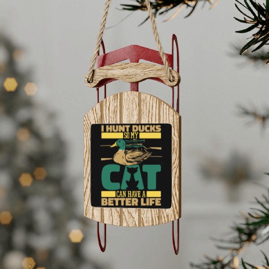 Duck Hunting Cat Sled Ornaments