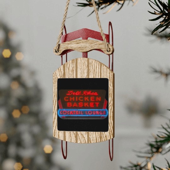 Del Rhea Chicken Basket Neon Sign Route 66 Sled Ornaments