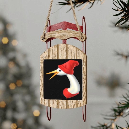 The Crane Red Hat Sled Ornaments