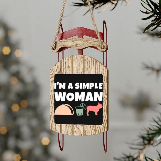 I'm A Simple Woman Tacos Tequila French Bulldog Sled Ornaments