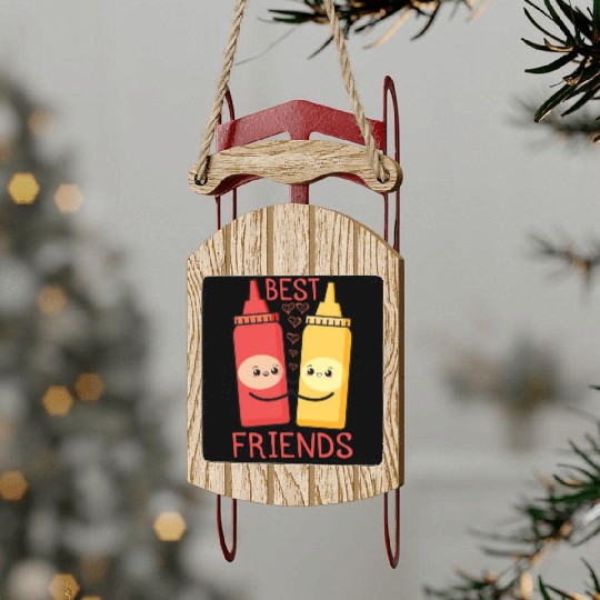 Ketchup Mustard Best Friends Forever Sled Ornaments