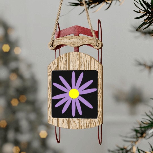 Lavender Daisy Sled Ornaments