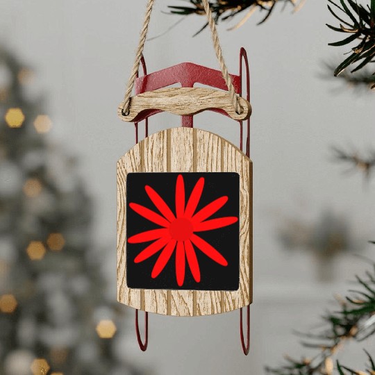 Red Daisy Sled Ornaments