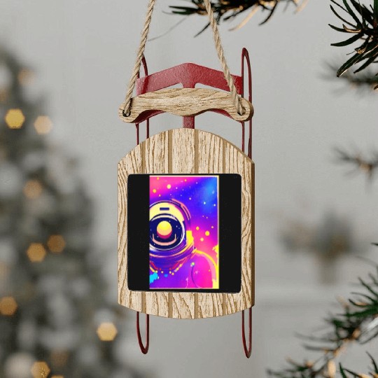 Astronaut neon colors Sled Ornaments
