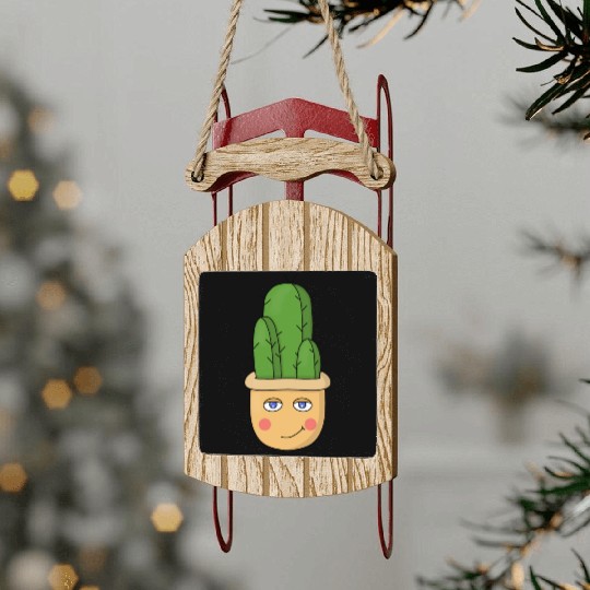 A cute cactus Sled Ornaments