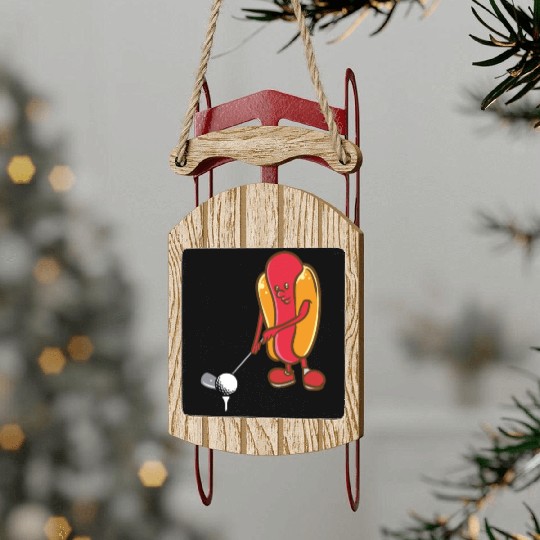 Golf Hotdog Golfing Sausage Golf Player Sled Ornaments