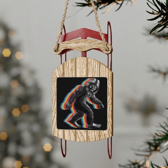Retro Bigfoot vintage Fun and Nostalgic Sasquatch Sled Ornaments