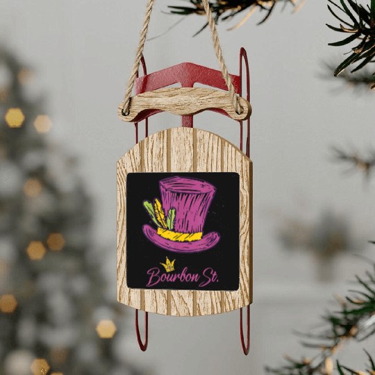 Bourbon Street Mardi Gras New Orleans French Quart Sled Ornaments