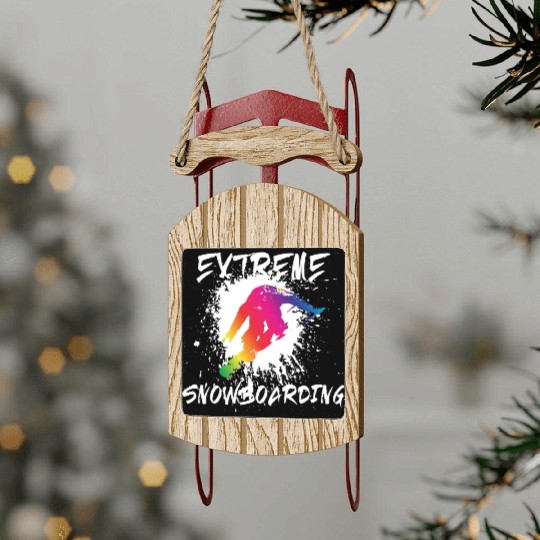 Extreme Snowboarding Sled Ornaments
