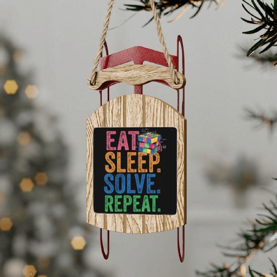 Eat Sleep Solve Repeat Math Speed Cubing Genie Sled Ornaments