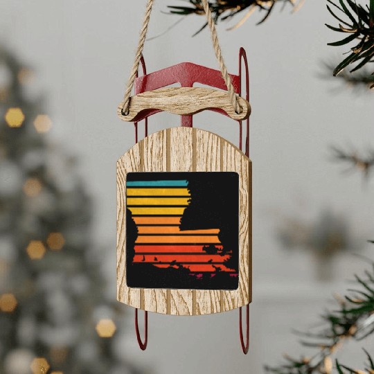 Louisiana sticker retro Sled Ornaments