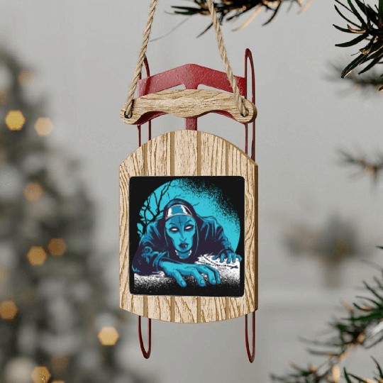 Scary zombie nun Scary zombie nun inspiration stor Sled Ornaments