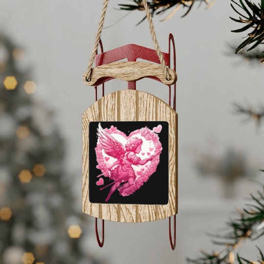 funny Cupid Valentine's Day girls Sled Ornaments