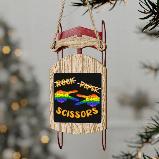 Rock Paper Scissors, LGBT Rainbow Flag Sled Ornaments