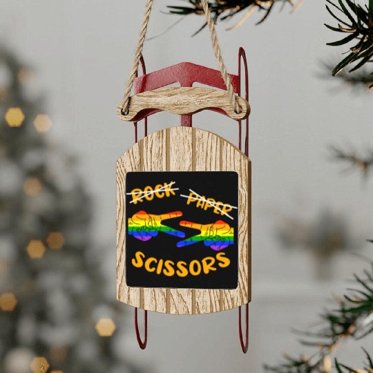 Rock Paper Scissors, LGBT Rainbow Flag Sled Ornaments