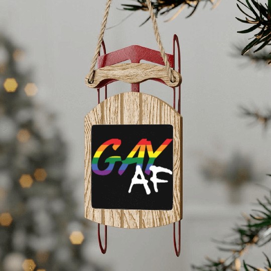 Gay AF LGBT Gay Pride Rainbow Colors Graffiti Sled Ornaments