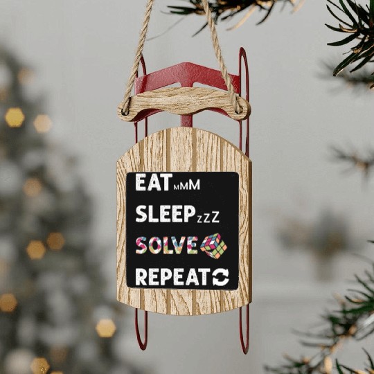Eat Sleep Solve Repeat Math Speed Cubing Genie Sled Ornaments