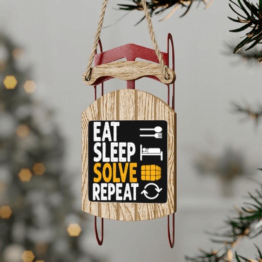 Eat Sleep Solve Repeat Math Speed Cubing Genie Sled Ornaments