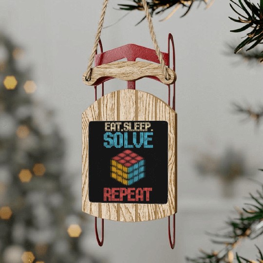 Eat Sleep Solve Repeat Math Speed Cubing Genie Sled Ornaments
