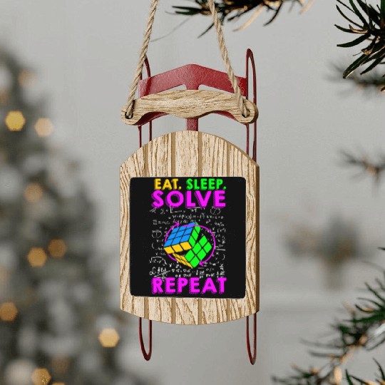 Eat Sleep Solve Repeat Math Speed Cubing Genie Sled Ornaments