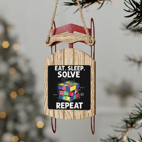 Eat Sleep Solve Repeat Math Speed Cubing Genie Sled Ornaments