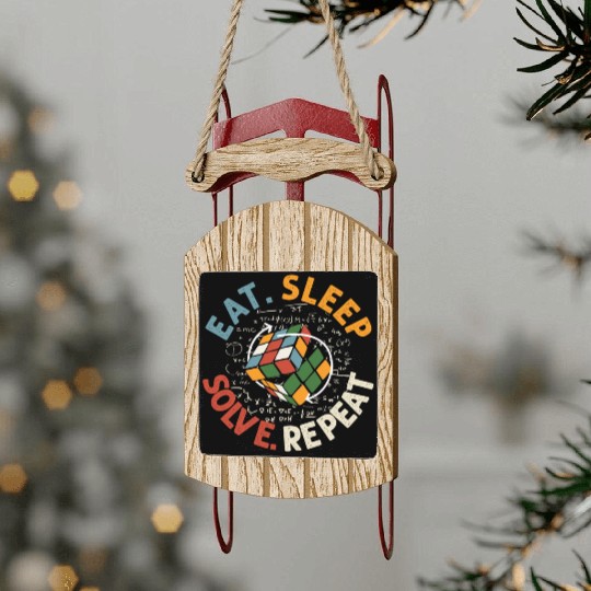 Eat Sleep Solve Repeat Math Speed Cubing Genie Sled Ornaments