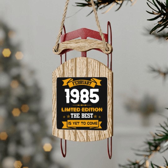 February 1985 Birthday Surprise Sled Ornaments