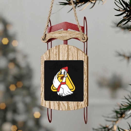 Silly Goose On Board, Sign Silly Goose Funny Yield Sled Ornaments