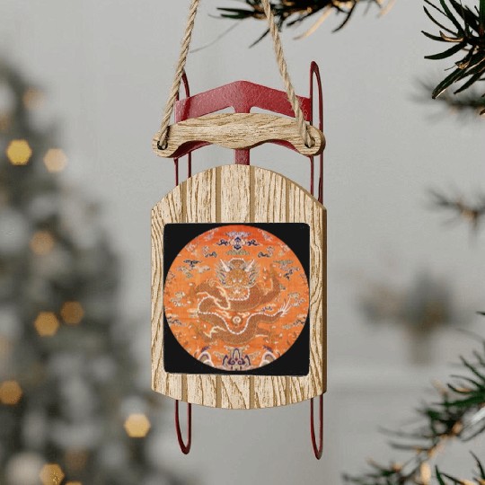Chinese dragon fabric Sled Ornaments