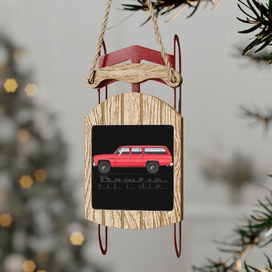 bowtie Cardinal Red Sled Ornaments