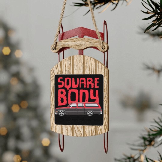 square Cardinal Red Sled Ornaments