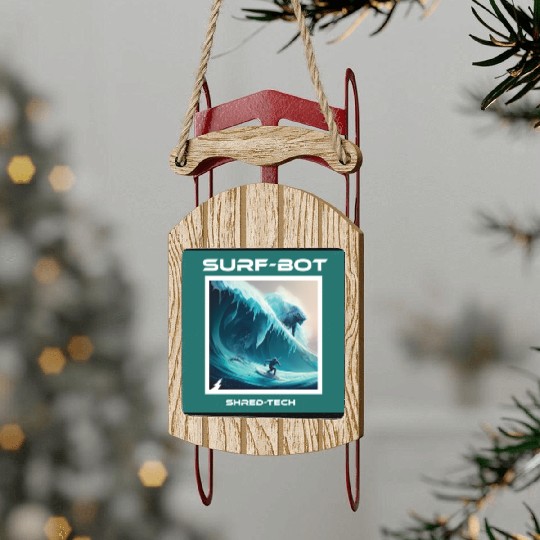Robot Ice Surf Sled Ornaments